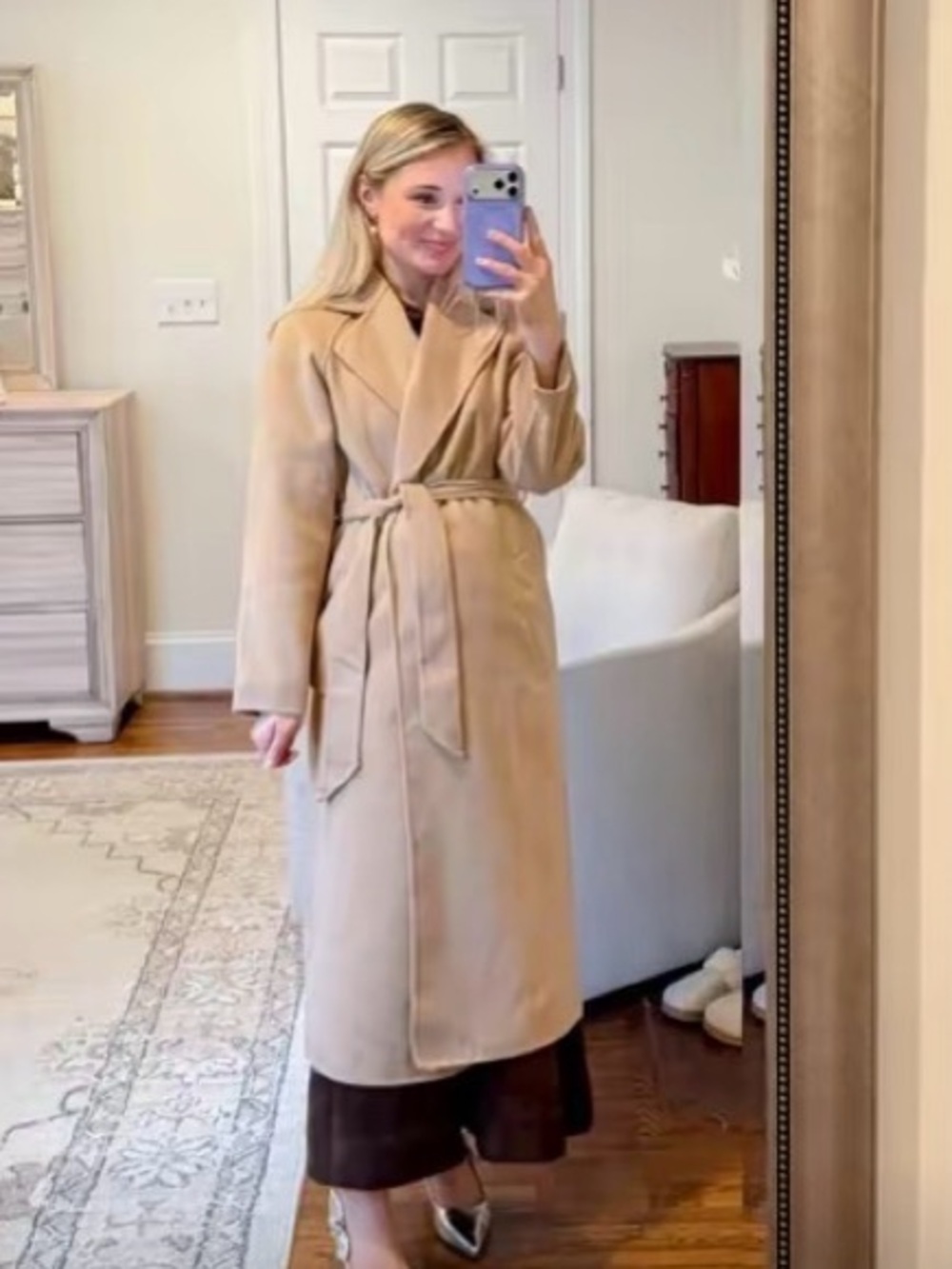 NWT • A NEW DAY • Double Face Belted Wrap Coat Classic Belted Camel Coat - Picture 9 of 11